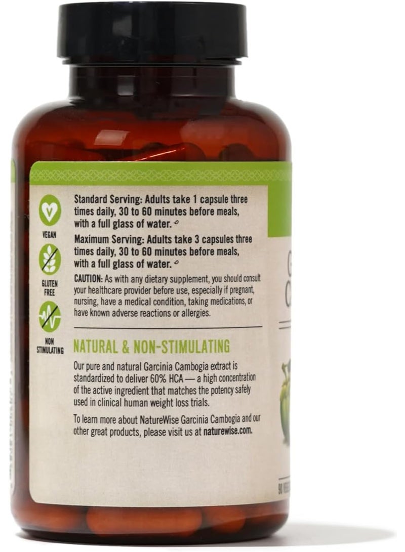 NatureWise Garcinia Cambogia - 60% HCA Concentration Extract, Natural Support for Weight Goals and Energy Levels - Vegan, Non-GMO, Gluten Free - 90 Capsules - Image 2
